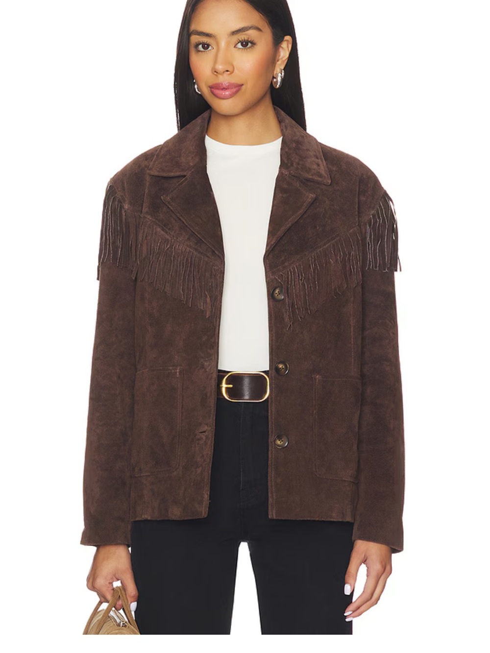 Blank NYC Down to Earth Suede Fringe Leather Jacket